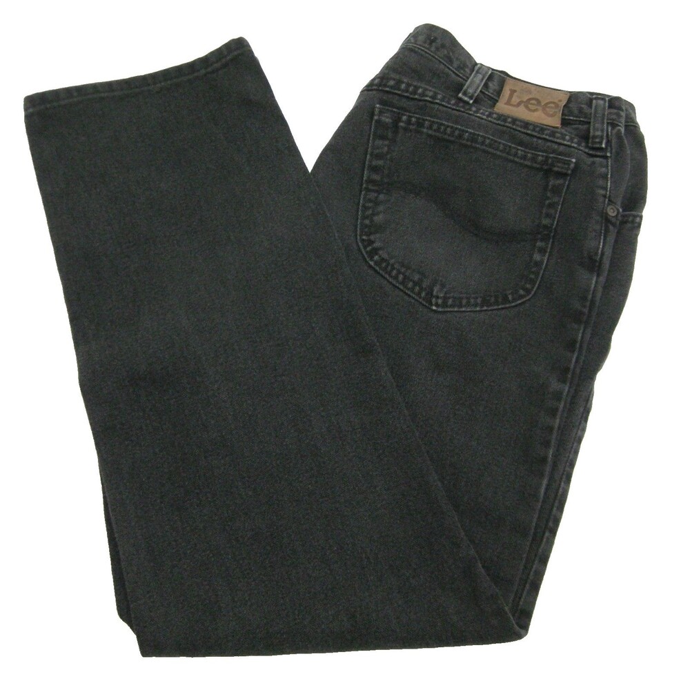 Lee Jeans Mens Size 38x32 Black 100% Cotton Denim Pants 5 Pockets Zipper Fly